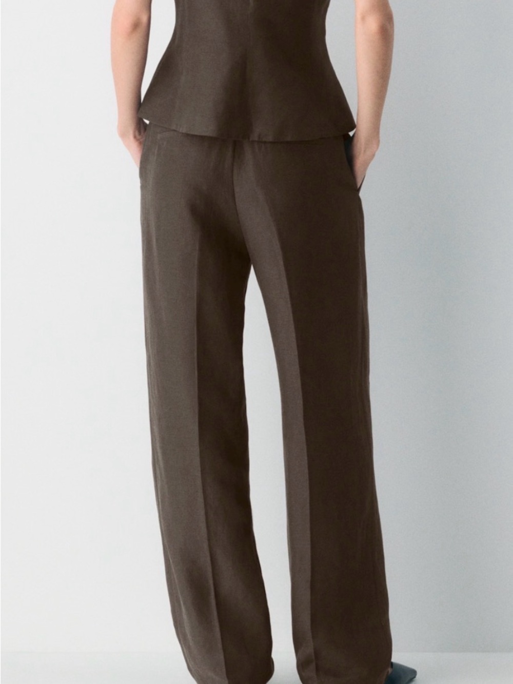 Aritzia Brown Wide-Leg Pleated Trousers - Picture 2 of 6